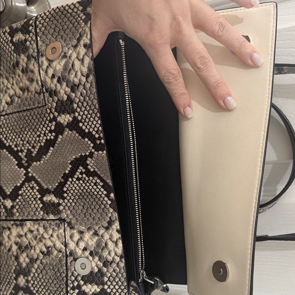 Tory Burch Block-T Snake Print Satchel | Python Embossed Leather Tote - Picture 5 of 7